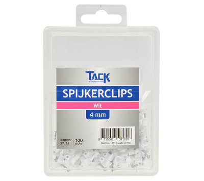 Tack spijkerclip wit 4mm 57181