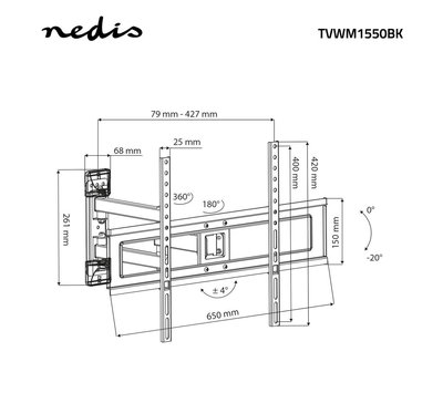 Nedis TV beugel 30 - 70" TVWM1550BK