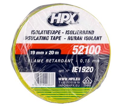 HPX pvc isolatietape 19mm x 20m geel / groen IE1920