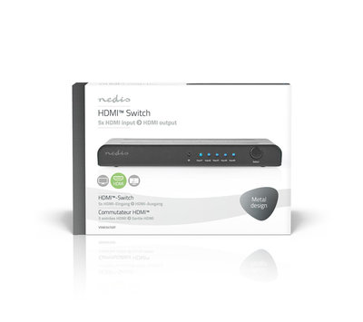 Nedis metalen 5-poorts HDMi switch VSWI3475AT