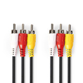 Nedis 3x RCA naar 3x RCA 5m videokabel CVGP24300BK50