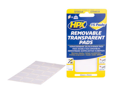 HPX Removable Transparant Pads HT2525 25mm x 25mm