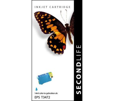 SecondLife inktcartridge voor Epson T3472 blauw