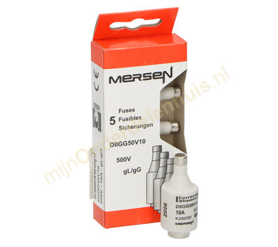 Universele DII zekering 10A 500V traag 5 stuks - 1 doosje