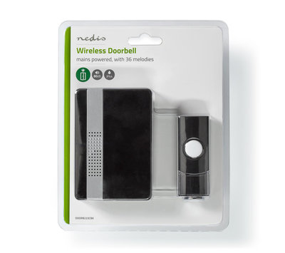 Nedis draadloze deurbel op stroom DOORB223CBK
