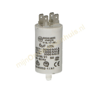 Ducati condensator 6,0uF-450V met AMP-aansluiting