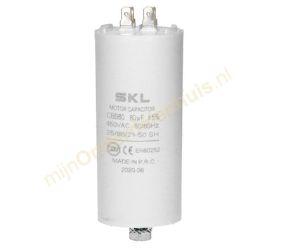 SKL condensator 80uF-450V met AMP-aansluiting