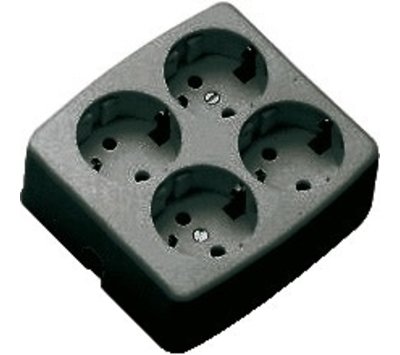 Tafelcontactdoos 4-voudig + RA vierkant zwart