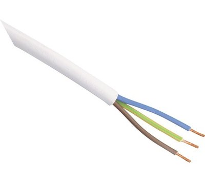 Snoer rond wit 3x1.0mm2 VMVL H05VV-F