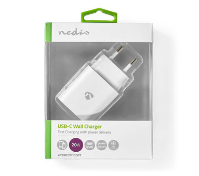 Nedis USB lader met 1 USB-C uitgang WCPD20W102WT