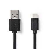 Nedis USB-A naar USB-C kabel 0.1m  (USB 2.0) CCGB60600BK01