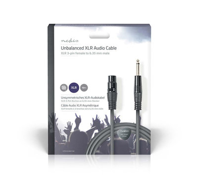 Nedis ongebalanceerde audiokabel XLR naar Jack 6.35mm 10m COTG15120GY100-