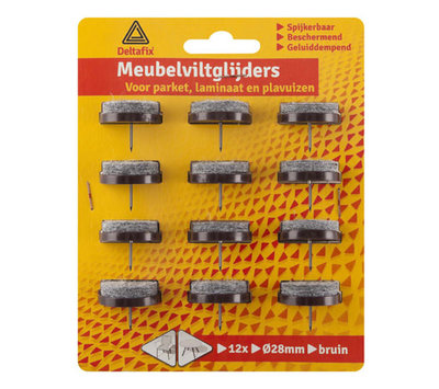 Deltafix meubelviltglijders spijker 28mm bruin 4627