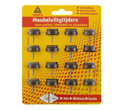 Deltafix meubelviltglijders schroef20mm  bruin 4643