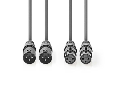 Nedis gebalanceerde audiokabel 2x XLR naar 2x XLR contra 5m COTH15030GY50-