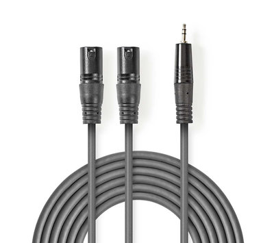 Nedis gebalanceerde audiokabel 2x XLR naar Jack 3.5mm 3m COTH15310GY30-