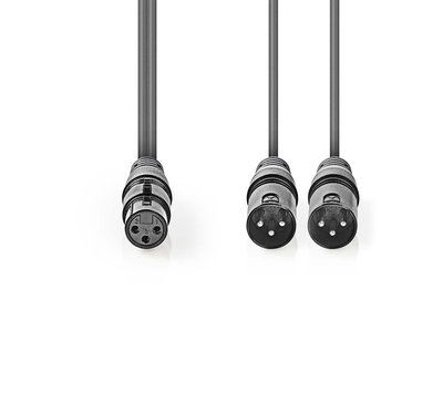 Nedis gebalanceerde audiokabel 2x XLR naar XLR contra 1.5m COTH15020GY15-