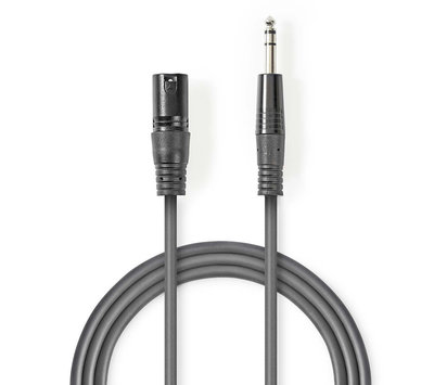 Nedis gebalanceerde audiokabel XLR naar Jack 6.35mm 3m COTH15100GY30-