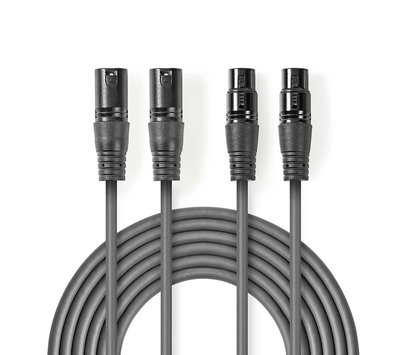 Nedis gebalanceerde audiokabel 2x XLR naar 2x XLR contra 1.5m COTH15030GY15-