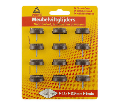 Deltafix meubel viltglijders schroef 24mm bruin 4644