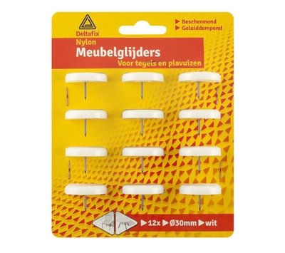 Deltafix meubelglijders nylon 30mm wit 4652