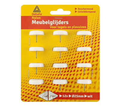 Deltafix meubelglijders nylon 25mm wit 4651