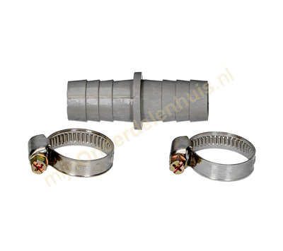 Universeel koppelstuk voor afvoerslang 19mm + klemmen 180°
