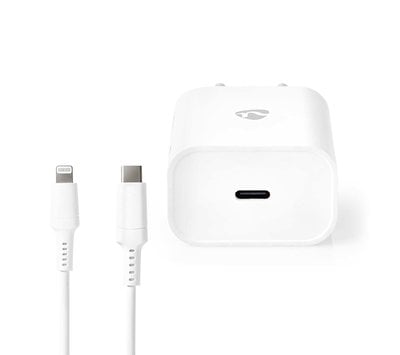 Nedis USB lader met 1 USB - C uit + lightning kabel 1m WCPDL20W112WT