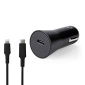 Nedis Nedis USB autolader met 1 USB C uit + lightning kabel 2m CCPDL20W111BK