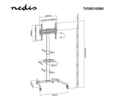 Nedis TV vloerstandaard TVSM5100BK