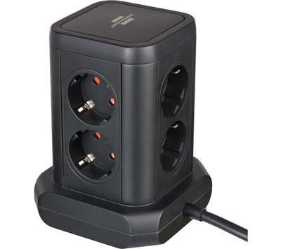 Brennenstuhl staande tafelcontactdoos 8-voudig met schakelaar  en 4x USB 1153560000