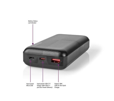 Nedis  powerbank 20000mAh USB-C + USB A UPBKPD20000BK