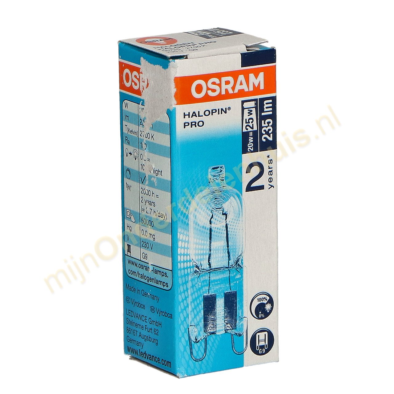 Bedrijf diep chaos Osram halogeenlamp Halopin Pro 20/25W G9 - mijnOnderdelenhuis.nl