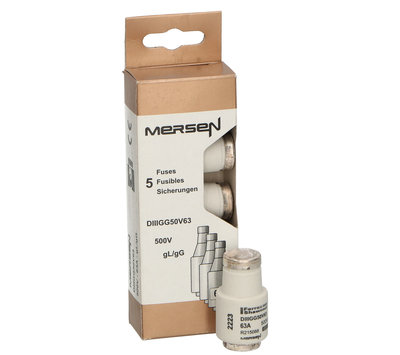 Universele DIII zekering 63A 500V traag - 1 doosje