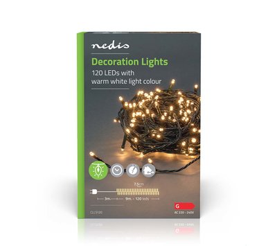 Nedis kerstverlichting 9m 120LED's voor binnen/ buiten CLLS120