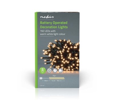 Nedis kerstverlichting 14.40m 192LED's voor binnen/ buiten CLBO192