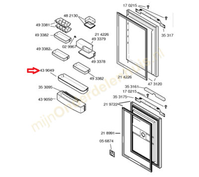 Neff deurbak van koelkast 00439049