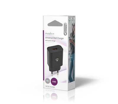 Nedis USB lader 3A met 1 USB-A uitgang WCQC302ABK