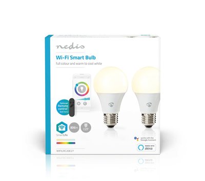 Nedis SmartLife meerkleuren lamp E27 WIFILRC20E27