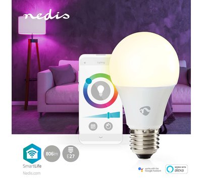 Nedis SmartLife meerkleuren lamp E27 WIFILRC10E27