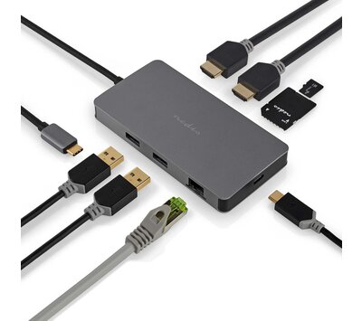 Nedis USB C  multi port docking station 7 ports CCBW64250AT02