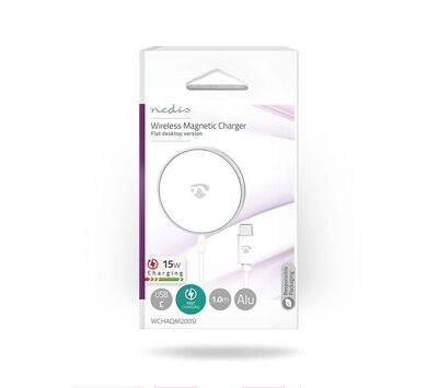 Nedis draadloze lader USB C voor smartphone WCHAQM200SI