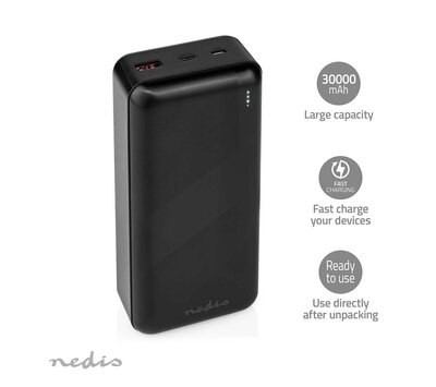 Nedis powerbank 30000 mAh USB UPBKPD30000BK