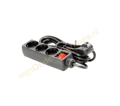 Tafelcontactdoos 3-voudig met schakelaar 1,5m zwart