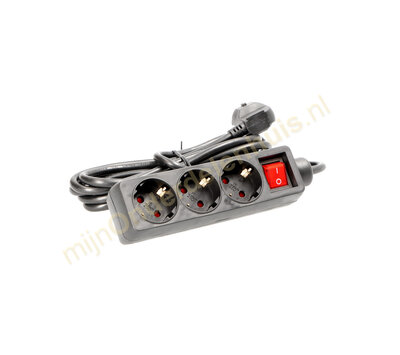 Tafelcontactdoos 3-voudig met schakelaar 1,5m zwart