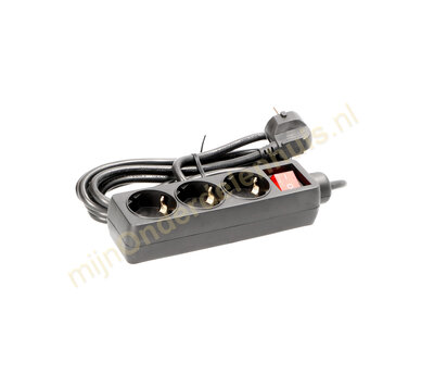 Tafelcontactdoos 3-voudig met schakelaar 1,5m zwart