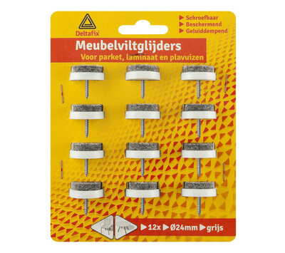 Deltafix meubel viltglijders schroef 24mm grijs 4647