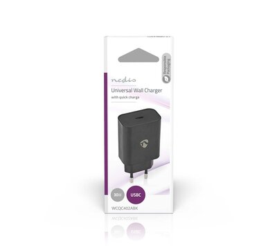 Nedis USB QC lader met 1 USB C uitgang WCQC402ABK