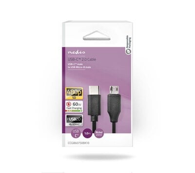 USB-C naar micro USB-B kabel 1m CCGP60750BK10