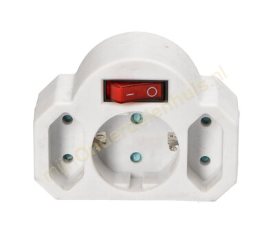 EGB verdeelstekker 1x RA + 2x euro wit + schakelaar